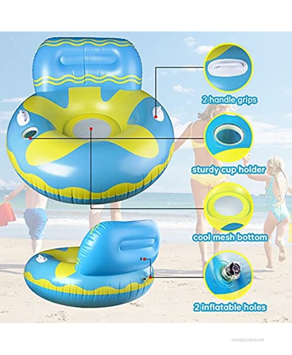 Inflatable Pool Floats REAPP Pool Float Raft with Cup Holder and Handles Multi-Purpose Floating Lounge Chair with Headrest Portable Water Hammock Floaties with Mesh Bottom for Adults Kids