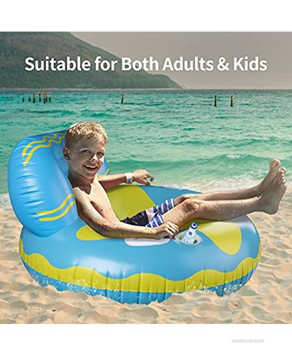 Inflatable Pool Floats REAPP Pool Float Raft with Cup Holder and Handles Multi-Purpose Floating Lounge Chair with Headrest Portable Water Hammock Floaties with Mesh Bottom for Adults Kids