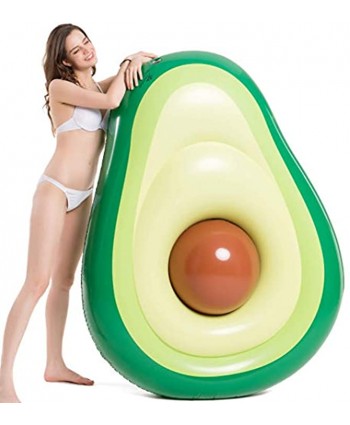 Jasonwell Inflatable Avocado Pool Float Floatie with Ball Water Fun Large Blow Up Summer Beach Swimming Floaty Party Toys Lounge Raft for Kids Adults