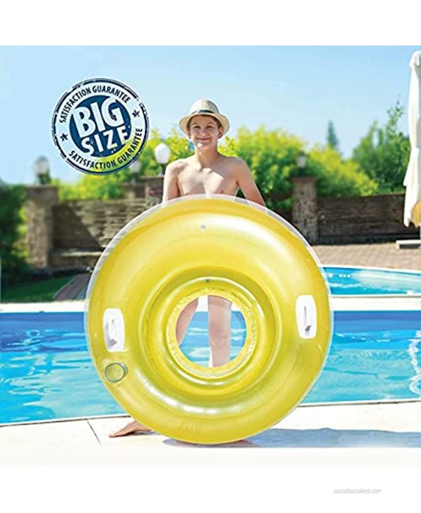 Large Inflatable Chair Float with Cup Holder and Handles Sitting Pool Floats Sit 'n Lounge Inflatable Colorful Floating Loungers 47” Diameter [Color May Vary] + SEWANTA Duckie.
