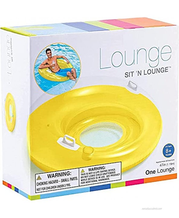 Large Inflatable Chair Float with Cup Holder and Handles Sitting Pool Floats Sit 'n Lounge Inflatable Colorful Floating Loungers 47” Diameter [Color May Vary] + SEWANTA Duckie.