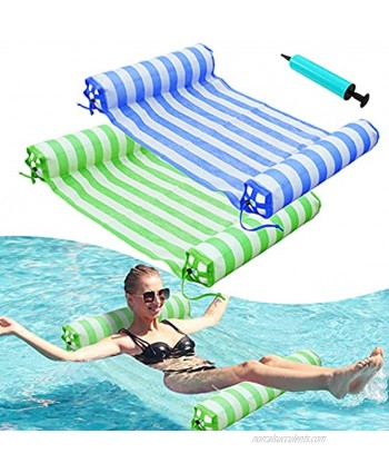 Parentswell Inflatable Pool Floats Water Hammock 2 Pack Portable Hammock Chairs with Air Pump Multi-Function Pool Lounge Chairs for Outside Inflatable Pool Floatie Toys