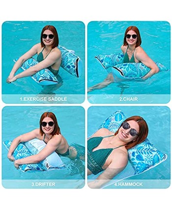 Sloosh 3 Pack Water Hammock Lounges Inflatable Pool Float 4 in 1 Multi-Purpose Swimming Pool Accessories Drifter Hammock Saddle Chair for Pool Beach Outdoor Purple,Teal Blue