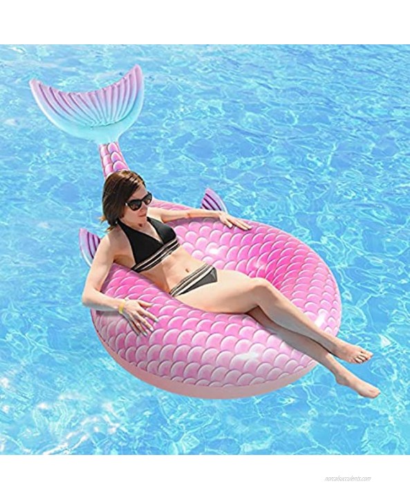 SPERPAND Inflatable Mermaid Pool Float Swimming Pool Tube Mermaid Floatie,Huge Pool Floats for Adults Pool Party Lounge Birthday Gift