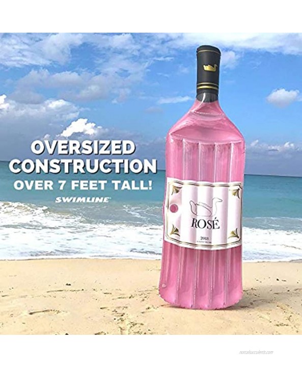 Swimline Inflatable Rose Wine Bottle Pool Float Pink 92 x 27 inches