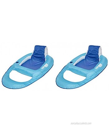 SwimWays Swimming Pool Spring Lounger Chair Float Water Recliner with Headrest Blue 2 Pack