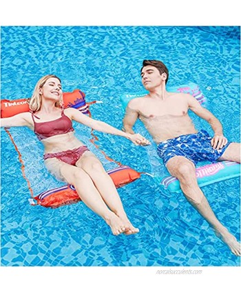Tinleon Pool Float Hammock for Adults: 2-Pack Inflatable Pool Float for Adults City Series Miami & Hawaii Theme Floats -Multi-Purpose Saddle Lounge Chair Hammock Drifter Portable Water Hammock