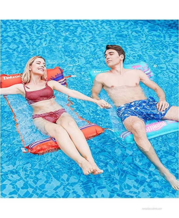Tinleon Pool Float Hammock for Adults: 2-Pack Inflatable Pool Float for Adults City Series Miami & Hawaii Theme Floats -Multi-Purpose Saddle Lounge Chair Hammock Drifter Portable Water Hammock