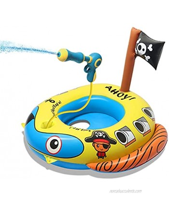 TROJOY 3-in-1 Pool Floats for Kids Toddler Pool Toys with Water Gun Pirate Ship Toys for Boys Girls 3 4 5 6 7 Kids Inflatable Boat Toys Gifts for Summer Swimming Pool Party Birthday