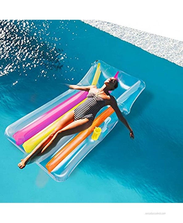 Zcaukya Inflatable Pool Float 65 x 33 x 8 Inch Colorful Inflatable Pool Lounger for Adults Swimming Pool Inflatable Floating Mat for Summer Parties
