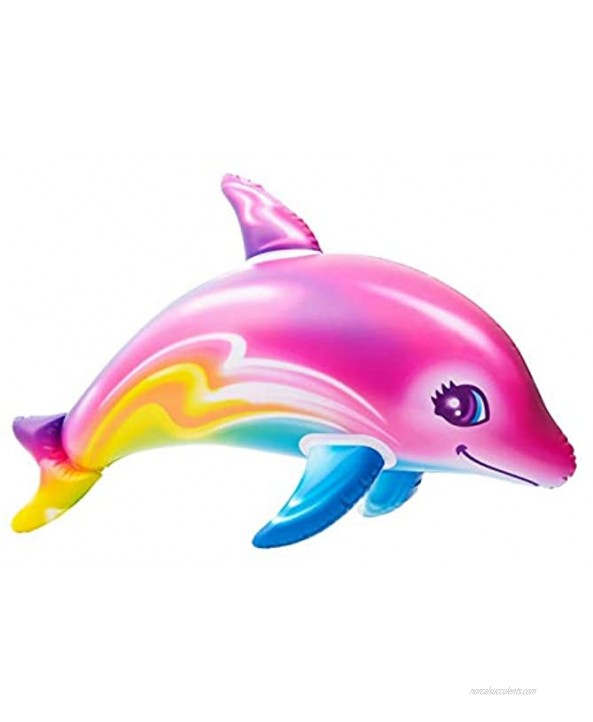 Zugar Land Large 36 Pink Rainbow Colorful Dolphin Inflatable Pool Toy Set of 2 Inflate Beach Poolside Aquatic Themed Decor Birthday Party Decoration