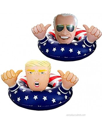 1 Pack of Donald Trump Pool Float 2020 Inflatable Raft Pool Ring XL + 1 Pack of Biden Pool Float Presidential American Flag Inflatable for Summer Pool Party A Lot of Fun for Adults Boys and Girls