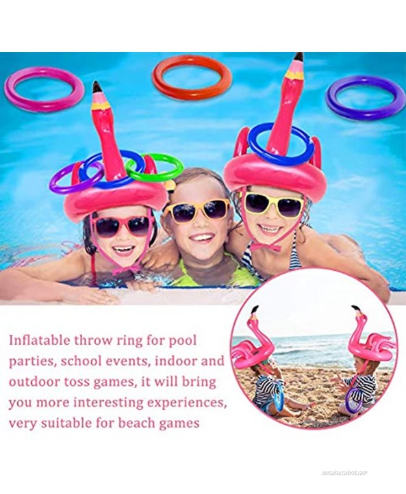 2 Pack Inflatable Flamingo Ring Toss Game Pool Beach Party Toy Games with Free Pump Pool Beach Luau Party Supplies Lawn Games for Family Kids Adult 2 Flamingo and 8 Rings