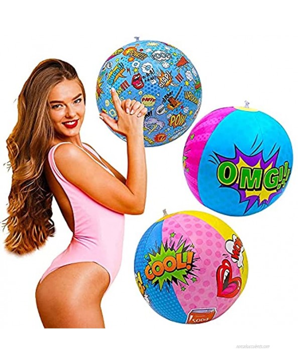 3 POP-Art Comics Pool Floats + 3 POP-Art Comics Beach Balls Rings Tubes floatie for Summer Party Decorations Funny raft