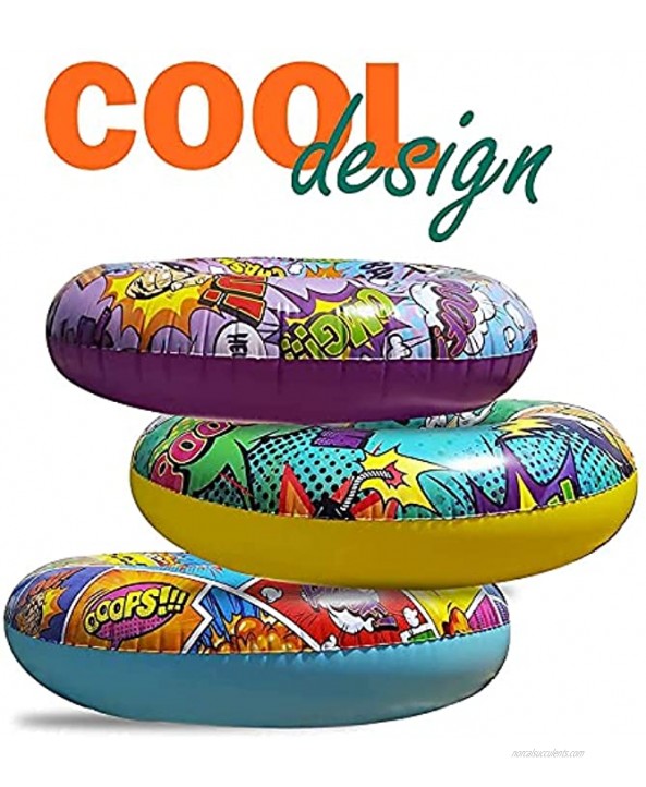 3 POP-Art Comics Pool Floats + 3 POP-Art Comics Beach Balls Rings Tubes floatie for Summer Party Decorations Funny raft