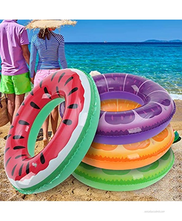 AIWAN LEZHI 4PCS Inflatable Fruit Pool Floats Swim Tubes Rings Inflatable Tubes Fun Water Toys for Adults Beach Party Supplies