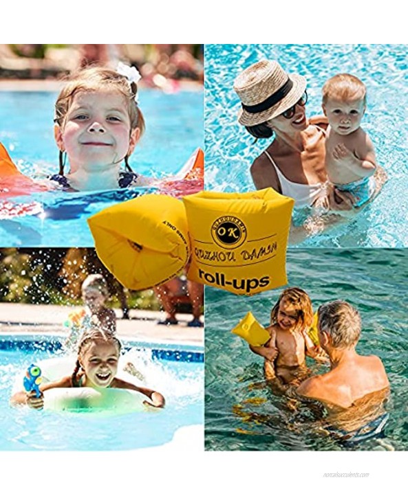 Arm Swim Floaties for Kids 5-7 Inflatable Kids Arm Floaties for Pool Wing Arm Band Swimmies Perfect for Learning How to Swim for Kid and Adult Yellow