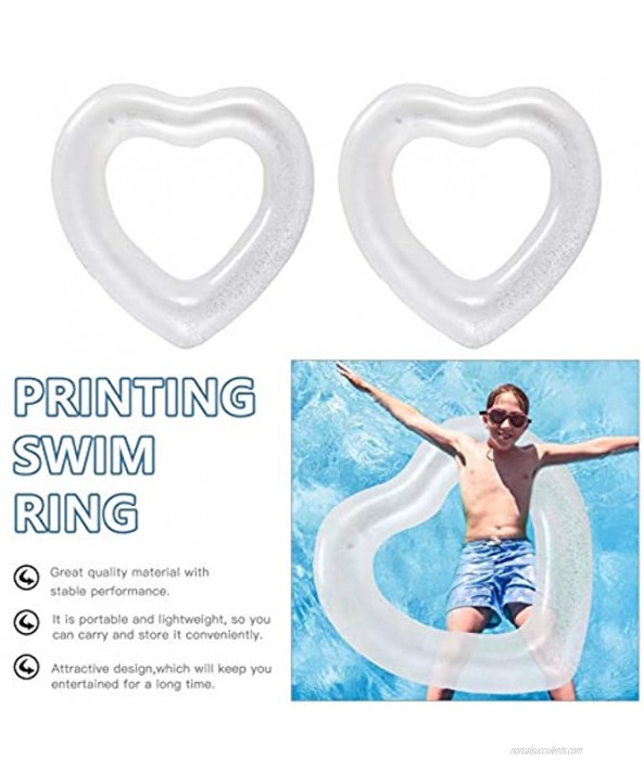 BESPORTBLE Sequin Swim Ring Heart Inflatable Swim Rings Heart Shaped Swimming Pool Float Loungers Tube Water Fun Beach Party Toys for Kids Adults White