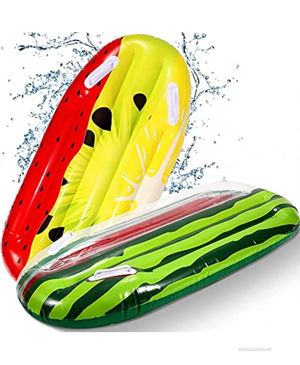 FiGoal 2 Pack Inflatable Boogie Boards Summer Swimming Float Surf Board with Water Melon and Multicolor Water Melon Kivi and Pineapple Toys for Summer Water Parties Outdoor Water Activities