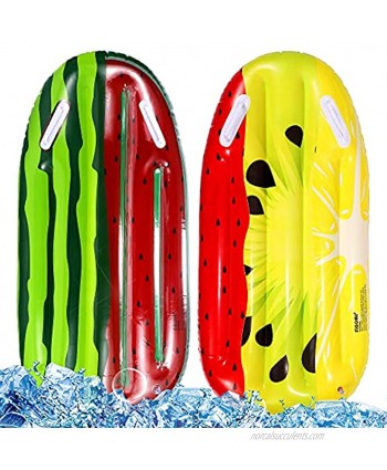 FiGoal 2 Pack Inflatable Boogie Boards Summer Swimming Float Surf Board with Water Melon and Multicolor Water Melon Kivi and Pineapple Toys for Summer Water Parties Outdoor Water Activities