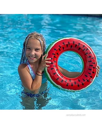 Fruit Pool Float Watermelon Tube Ring Inflatable Durable Summer Swim Pool Party Float Swimming Pool Accessories for Adults and Kids Watermelon Tube 19 inches
