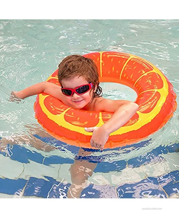 FUN LITTLE TOYS 3 Pack Swimming Rings 24” Pool Floats for Kids and Adults Fruits Pool Tubes Summer Beach Water Float Party Pool Toys Donut Floatie Orange