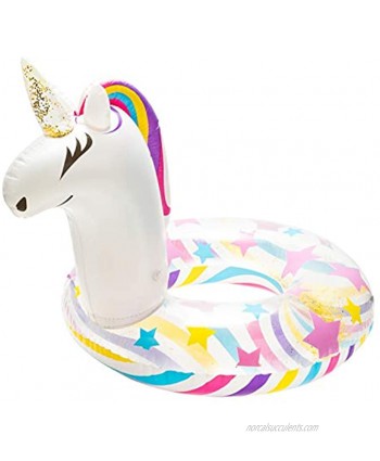 GROBRO7 Inflatable Unicorn Pool Float Inflation Swimming Floaty Pool Toy Swimming Ring with Sequins Unicorn Pool Party Water Fun Summer Outdoor Beach Water Lounge Inflatable Raft for Kid & Adult White