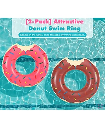 HeySplash Inflatable Swim Rings [2 Pack] Funny Beach Floaties Swim Party Toys Summer Swimming Pool Float Ring Donut Shape Inflatable Pool Tubes Swim Float Tube for Kids Adults Fun Water Activities