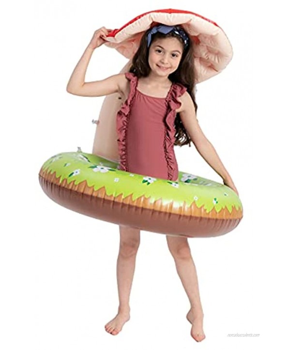 Inflatable Mushroom Pool Float Tube for Kids and Adults Fun Pool Floaties Outdoor Summer Fun Inflatable Water Toy 35.5”