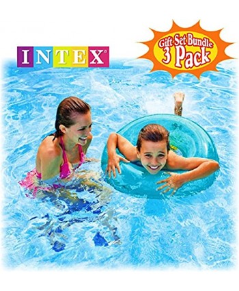 Intex Transparent Inflatable Tubes 30" Aqua Lime & Pink Complete Gift Set Bundle with Bonus Matty's Toy Stop 16" Beach Ball 3 Pack