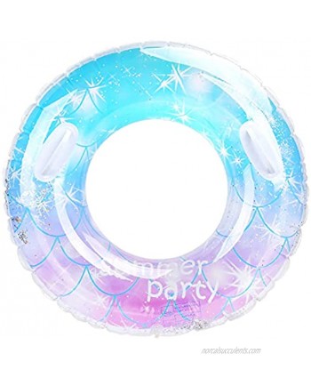Mermaid Starry Glitter Pool Float Inflatable Pool Float Glitter Starry Swimming Ring Gradient Tube Float Summer Swim Pool,Girls Beach Toy Water Fun Party Toy for Kids & Adult Starry