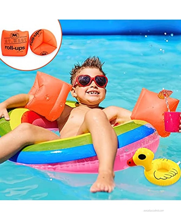 Philbinden 3 Pairs Inflatable Swimming Armbands with 3Pcs Inflatable Drink Holder Floater Sleeves Kids Water Fun Toys Pool Arm Floaties for Toddlers Kids and Adults