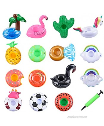 Pool Floats Inflatable Drink Holder Drink Floaties Party Pool Accessories for Adult Kids Summer Decor Drinks Fruits Snacks Pool Coasters- 15pcs