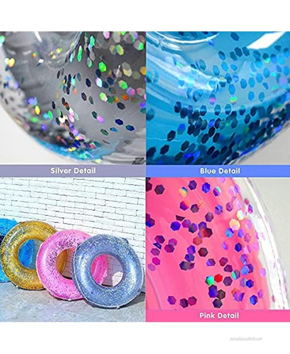 Pool Floats Kids 3 Pack Pool Floats Toys for Kids Summer Fun Inflatable Glitter Swim Tubes Rings Outdoor Pool Beach Water Floats Party Supplies Kids Floaties