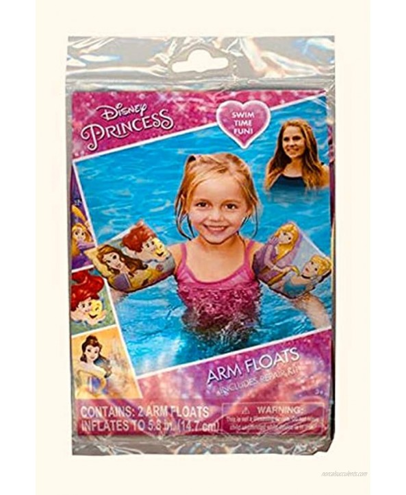 Princess Summer Set 7 PCS Kickboard Swim Goggles Inflatable Swimming Ring Two Arm Floats Beach Ball & Free Bubbles Wand