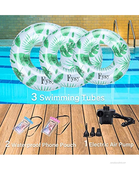 RRLOM Pool Floats Inflatable Swim Tubes Rings 3 Pack 3 Sizes Fun Beach Floaties with Air Pump Swimming Party Toys for Kids Adults Raft Floaties Toddlers