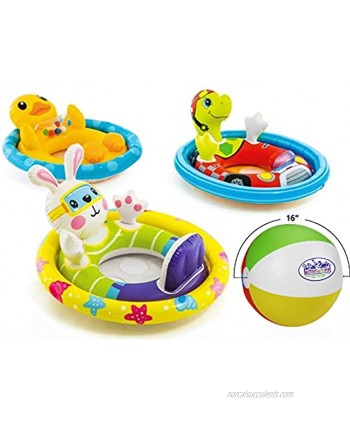See Me Sit Pool Rider Floats Duck Bunny & Racing Turtle Gift Set Bundle with Bonus Matty's Toy Stop 16" Beach Ball 3 Pack