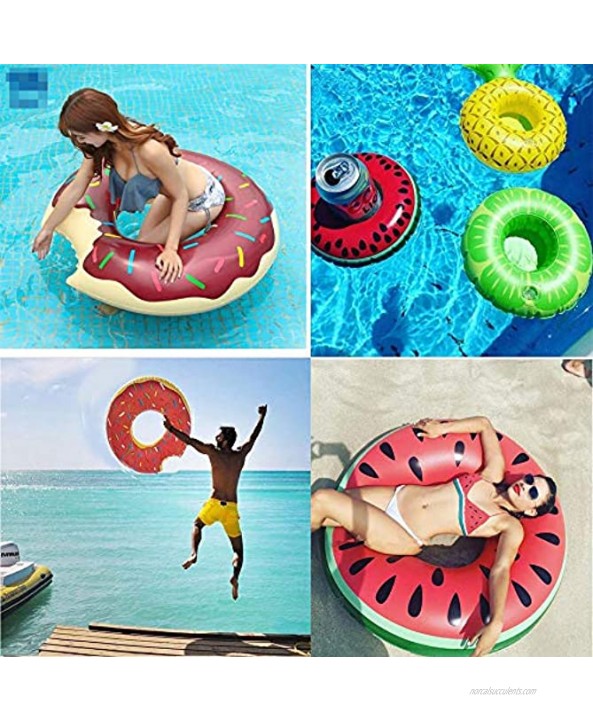 Sprigen Inflatable Swim Tube Raft 3 Packs with Summer Fruits & Doughnut Painting ,Pool Toys for Swimming Pool Party Decorations