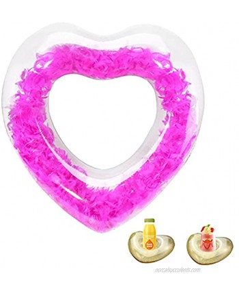 Swimming Ring Floats Blue Feather Swim Ring Giant Inflatable Tropical Heart-Shaped Pool Float Summer Lounge Raft Swim Party Toy
