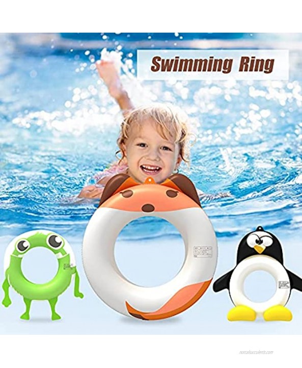 WKHS Inflatable Pool Floats 3pcs 22'' Animal Swim Rings for Kids Adults Pool Float Tubes Toys Swimming Pool Rings Float Toys for Fun Summer Beach Water Toys for Party Supplies Fox Penguin Frog