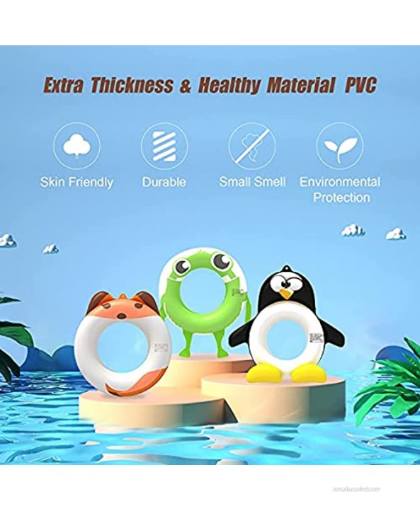 WKHS Inflatable Pool Floats 3pcs 22'' Animal Swim Rings for Kids Adults Pool Float Tubes Toys Swimming Pool Rings Float Toys for Fun Summer Beach Water Toys for Party Supplies Fox Penguin Frog
