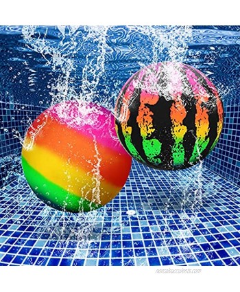 2 Pieces Swimming Pool Balls Inflatable Pool Ball Pool Float Toy Ball Pool Diving Ball with Hose Adapter for Under Water Passing Pool Games Dribbling for Teens Adults Rainbow Watermelon Style