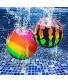 2 Pieces Swimming Pool Balls Inflatable Pool Ball Pool Float Toy Ball Pool Diving Ball with Hose Adapter for Under Water Passing Pool Games Dribbling for Teens Adults Rainbow Watermelon Style