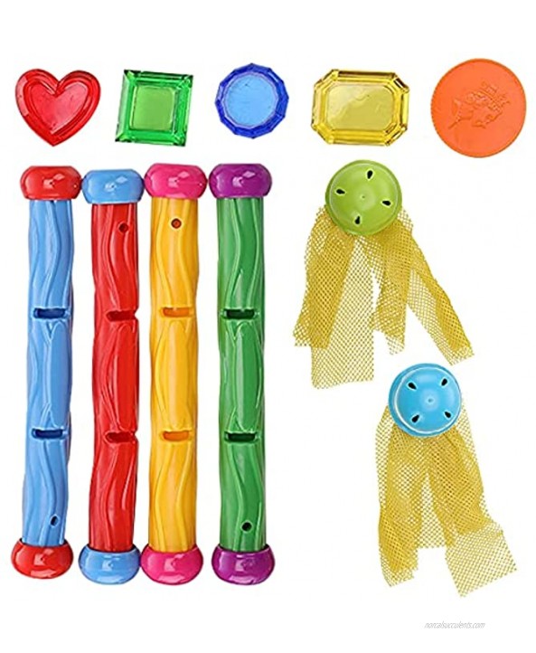 28 Pcs Diving Pool Toys Jumbo Set with Storage Bag Includes 4 Diving Sticks 4 Diving Rings 4 Toypedo Bandits,5 Pirate Treasures 6 Fish Toys 3 Diving Toy Balls 2 Stringy Octopus