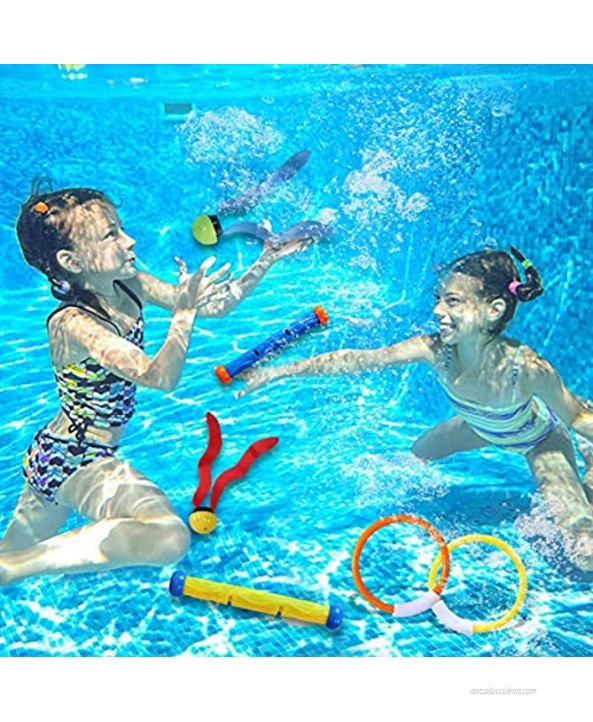 32 Pcs Diving Pool Toys Set with Bonus Storage Bag Includes Diving Rings Diving Sticks Toypedo Bandits Diving Toy Balls Octopuses Fishes & Pirate Treasures Underwater Sinking Pool Toys for Kids