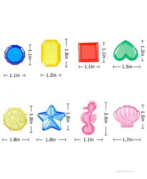 64 Pieces Sinking Dive Gem Pool Toy- Summer Underwater Swimming Creative Marine Life Plastic Diving Training Gems Toys for Summer Fun Pool Play Party Favors Random Color