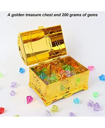 Adasea Diving Gem Pool Toys Colorful Sinking Gem Pirate Diving Toys Set Treasure Pirate Box Underwater Swimming Toy Sinking Treasures Chest Underwater Swimming Toy