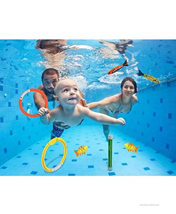 Anpro 16pcs Diving Toys Set,Dive Stick Toys for Kids,Swimming Pools Toys Including 3 pcs Dive Sticks 3 pcs Dive Rings 3 pcs Toypedo Bandits Suitable for Children Over 5 Years Old…