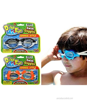Dive Fun Kids Goggles for Swimming Sea Animals Styles Assorted Bulk 2 Pack 1172-2s