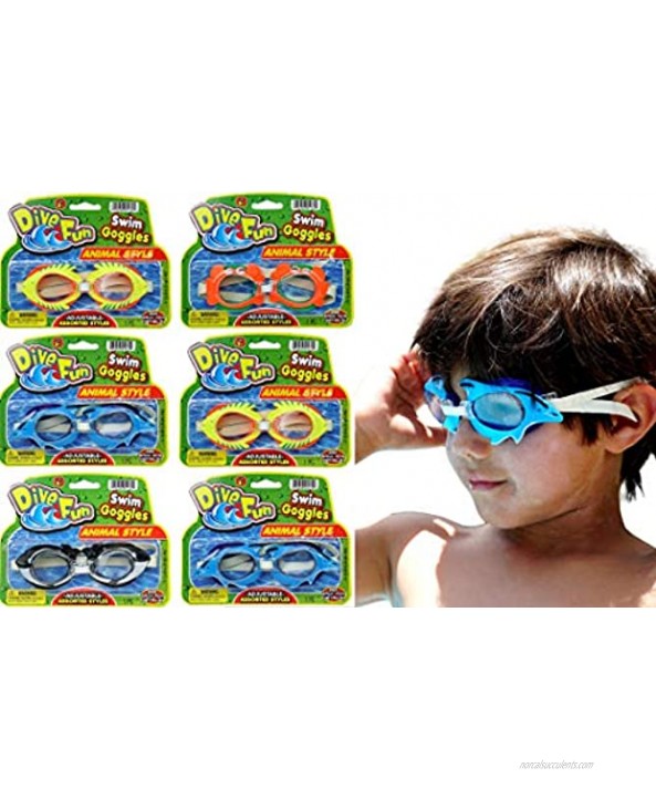 Dive Fun Kids Goggles for Swimming Sea Animals Styles Assorted Diving Toys Adjustable Strap Kids Pool Swim Goggles for boys and Girls. Great Pool Toys Summer Toys. 1172-6s